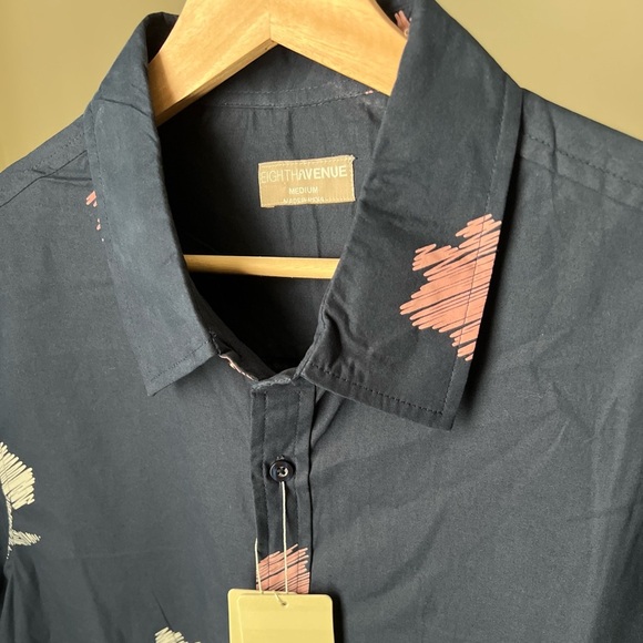 Eighth Avenue Men’s Navy Button Up Short Sleeve Shirt Size S & M NWT $39.99 - Picture 2 of 6
